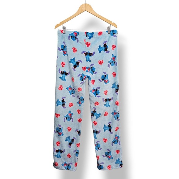 Disney Stitch Fleece Lounge Pajama Pants XL Blue Comfy Hearts Valentines Day NEW - Picture 2 of 10